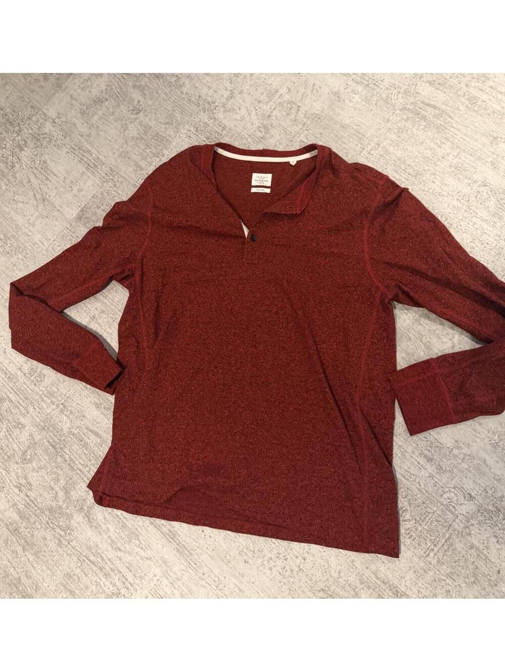 Rag & Bone Red Heathered Button Henley XL